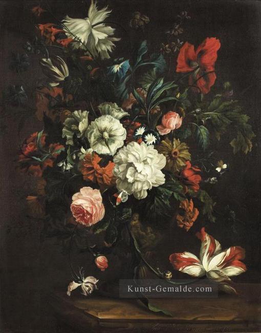 Blumen in einer Vase auf einer Steinplatte Justus van Huysum Ölgemälde
